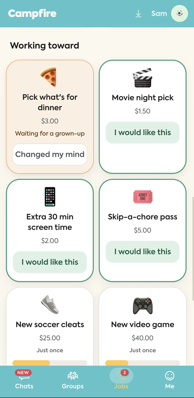 Chore rewards list: pick dinner, movie night, extra screen time and more